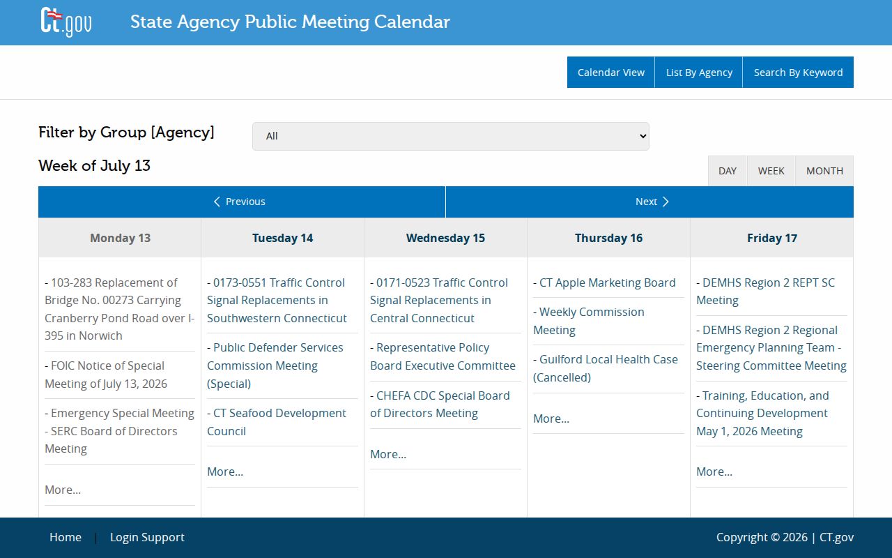 Tolland County parole hearing and release event calendar
